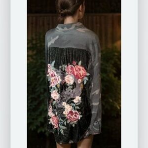 Johnny Was Workshop - Camo Silk Embroidered Top